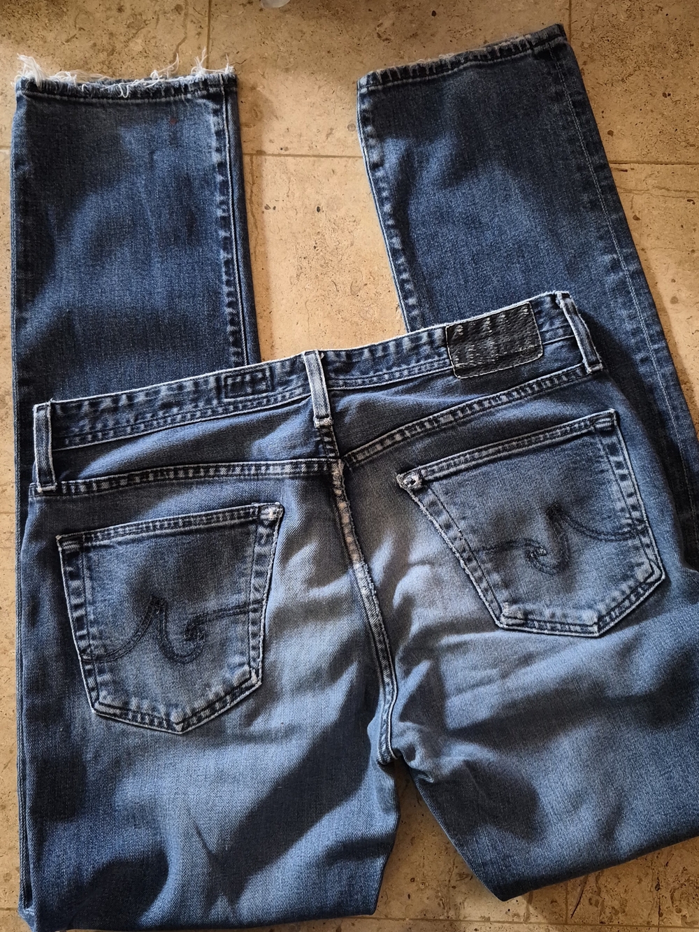 Ag Adriano Goldschmied Men's Bootcut Jeans in Dark Blue Denim